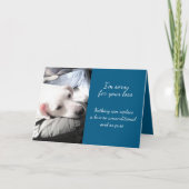 悲しいかわいい白い子犬の損失のために残念な悔やみや弔慰 カード (正面)