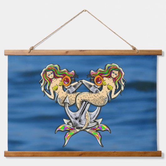 悲しいほど人魚のアットいかり 吊り下げ型タペストリー (正面)