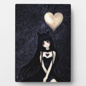 悲しいアニメの女の子がハートムーン フォトプラーク (正面)