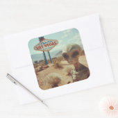 悲しいエイリアンラスベガスサインの前 スクエアシール (封筒)