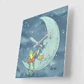 悲しいカエルの月のアクリルの壁時計の正方形 スクエア壁時計 (傾斜)