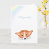 悲しいコーギと虹のペットロス悔やみや弔慰カード カード (黄色い花)