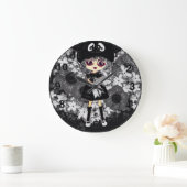 悲しいゴシックガール-かわいいチビ(小さくかわいく書いた感じ)漫画 ラージ壁時計 (ホーム)