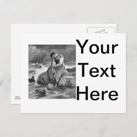 悲しいゴシック様式の女性ヴィンテージ悔やみや弔慰アートイラストレーション ポストカード (正面/裏面)