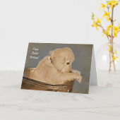 悲しいゴールデンリトリバー遅れた誕生日 カード (黄色い花)