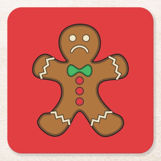 悲しいジンジャーブレッドマン スクエアペーパーコースター (正面)