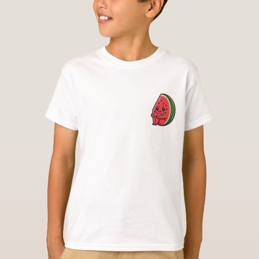 悲しいスイカのキャラクター子供服 Tシャツ (正面)