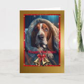 悲しいハウンドのクリスマス、5" x 7"折り畳まれたグリーティングカード カード (正面)