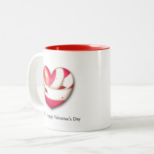 悲しいバレユーモアのあるンタインデーが破損したハート ツートーンマグカップ (正面左)