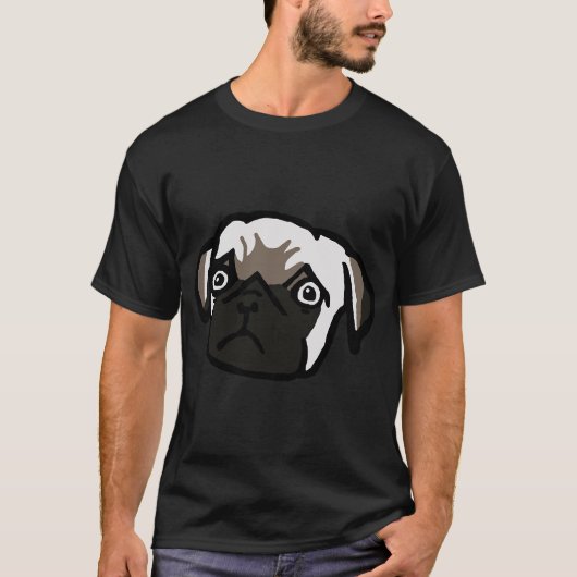 悲しいパグは悲しい Tシャツ (正面)