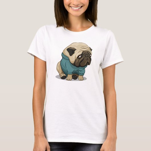 悲しいパグ犬 Tシャツ (正面)