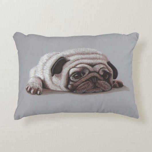 悲しいパグ アクセントクッション (正面)