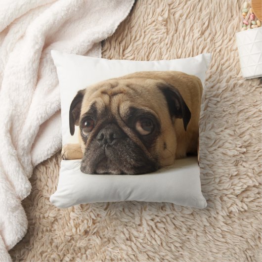 悲しいパグ クッション (ブランケット)