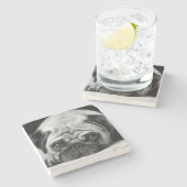 悲しいパグ ストーンコースター (横)