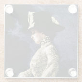 悲しいビクトリアンヴィンテージの帽子をかぶった女性 ガラスコースター (裏面)