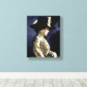 悲しいビクトリアンヴィンテージの帽子をかぶった女性 キャンバスプリント (インサイチュ (ウッドフロア))