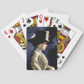 悲しいビクトリアンヴィンテージの帽子をかぶった女性 トランプ (裏面)