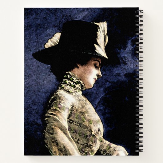 悲しいビクトリアンヴィンテージの帽子をかぶった女性 ノートブック (裏面)
