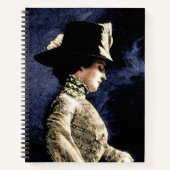 悲しいビクトリアンヴィンテージの帽子をかぶった女性 ノートブック (正面)