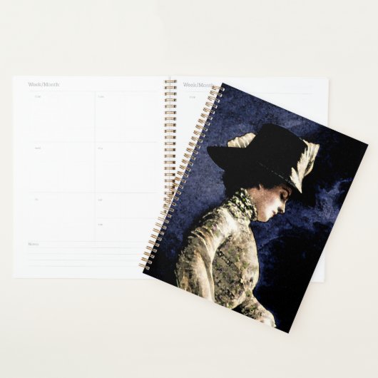 悲しいビクトリアンヴィンテージの帽子をかぶった女性 プランナー手帳 (ディスプレー)