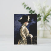 悲しいビクトリアンヴィンテージの帽子をかぶった女性 ポストカード (スタンド正面)