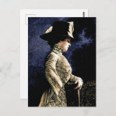 悲しいビクトリアンヴィンテージの帽子をかぶった女性 ポストカード (正面/裏面)