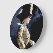 悲しいビクトリアンヴィンテージの帽子をかぶった女性 ラージ壁時計 (傾斜)