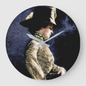 悲しいビクトリアンヴィンテージの帽子をかぶった女性 ラージ壁時計 (正面)