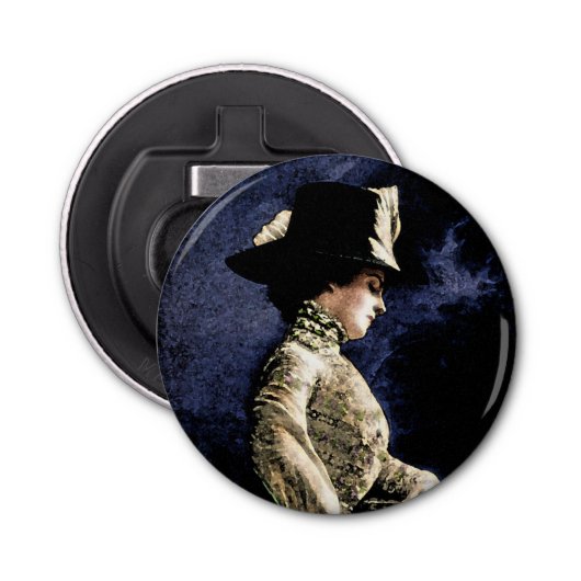 悲しいビクトリアンヴィンテージの帽子をかぶった女性 栓抜き (正面)