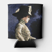 悲しいビクトリアンヴィンテージの帽子をかぶった女性 缶クーラー (正面)