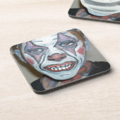 悲しいピエロの恐いピエロの顔の絵画 コースター (左側)