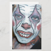 悲しいピエロの恐いピエロの顔の絵画 便箋 (正面/裏面)