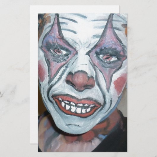 悲しいピエロの恐いピエロの顔の絵画 便箋 (正面/裏面)