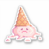 悲しいピクセルアートアイスクリームコーン シール (正面)