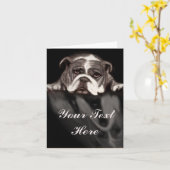 悲しいブルドッグの悲しい時の感情的なメッセージカード カード (黄色い花)