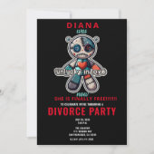 悲しいブードゥー人形クマ 恋愛でツイてない 離婚パーティ 招待状 (正面)