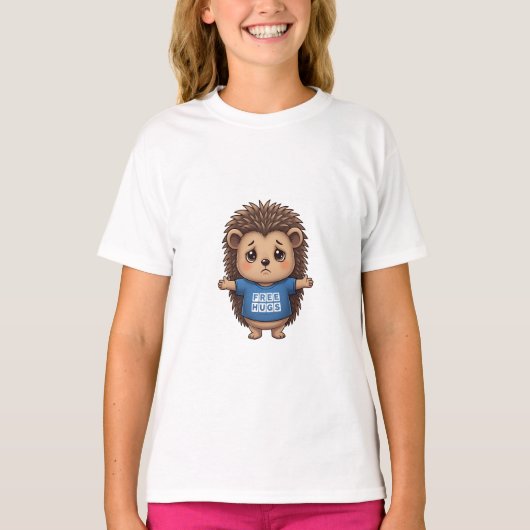 悲しいヤマアラシのフリー ハグ キッズ Tシャツ (正面)