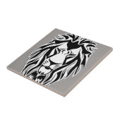 悲しいライオンの黒と白のデカール灰色の背景 タイル (側面)