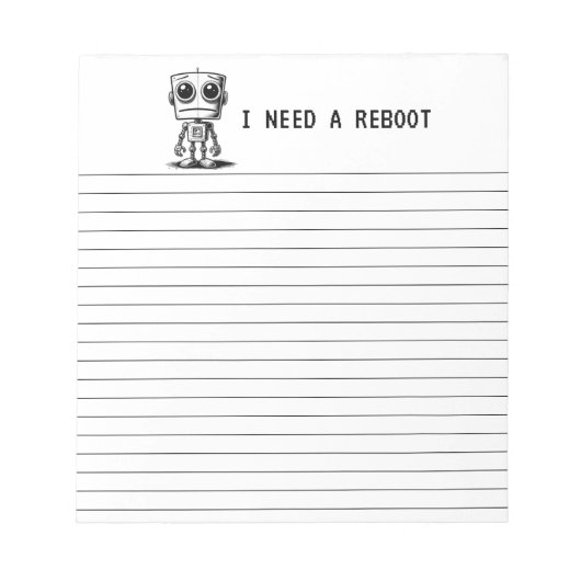 悲しいロボット – 再起動が必要 ノートパッド (正面)