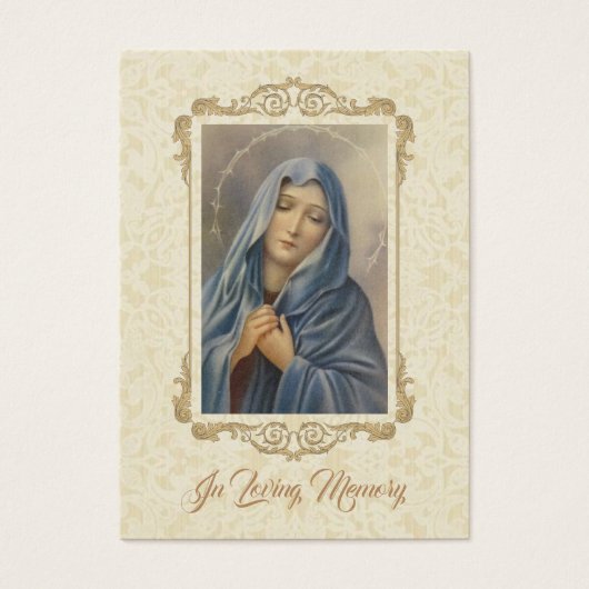 悲しいヴァージンマリア葬儀記念神聖カード –  (正面)