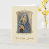 悲しいヴァージン母メアリー悔やみや弔慰哀悼 カード (黄色い花)