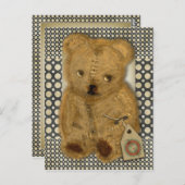 悲しい古いヴィンテージテディベア葉書 ポストカード (正面/裏面)