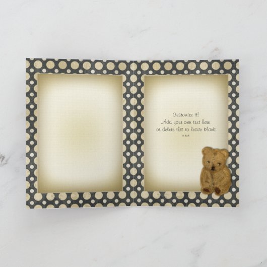 悲しい古ヴィンテージテディベアグリーティングカード カード (内部)