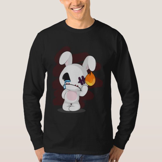 悲しい壊れたカワイエモ不気味なバニーゴシックホラー Tシャツ (正面)