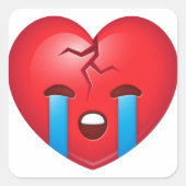 悲しい壊れたハート絵文字 スクエアシール (正面)