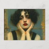 悲しい女が手を顔 ポストカード (正面)