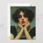 悲しい女のフェイクヴィンテージ ポストカード (正面/裏面)