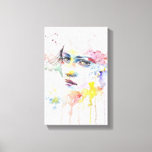 悲しい女の子 – 絵を描s キャンバスプリント (正面)