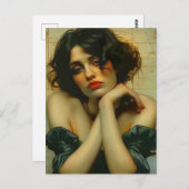 悲しい女性の手で彼女の顔混合メディア ポストカード (正面/裏面)