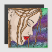 悲しい女性の深い考えデジタルアート (正面/裏面)